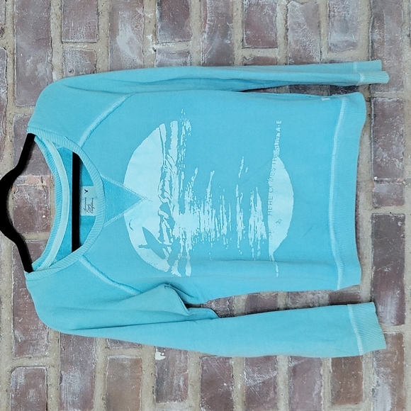 American Eagle Outfitters Tops - AEO Blue Crew Sweater